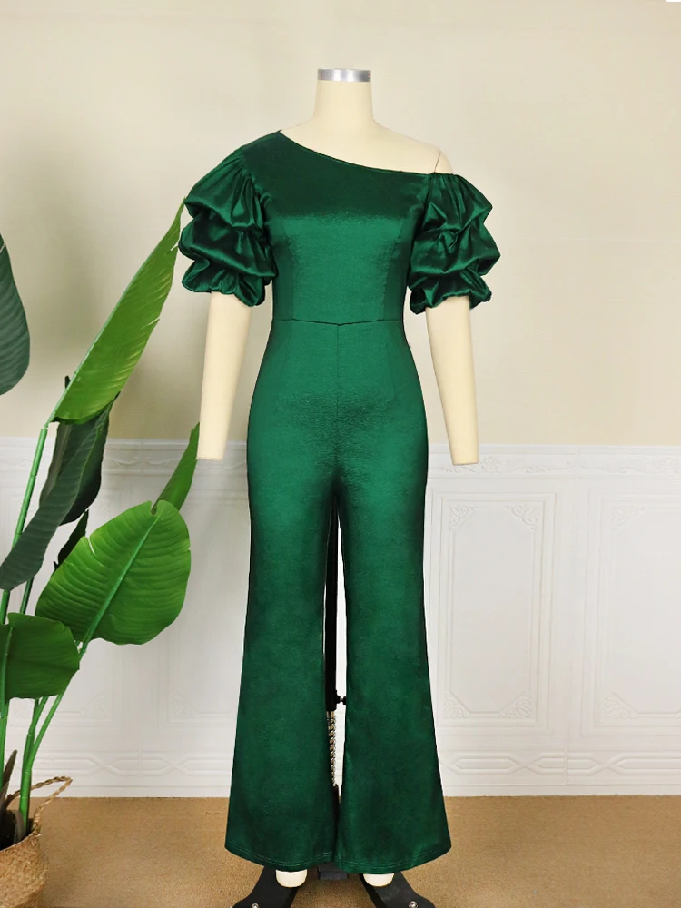 ONTINVA Green Jumpsuits for Women Plus Size 4XL Short Puff Sleeve Sexy Bodycon Club Party Evening Rompers One Piece Outfits