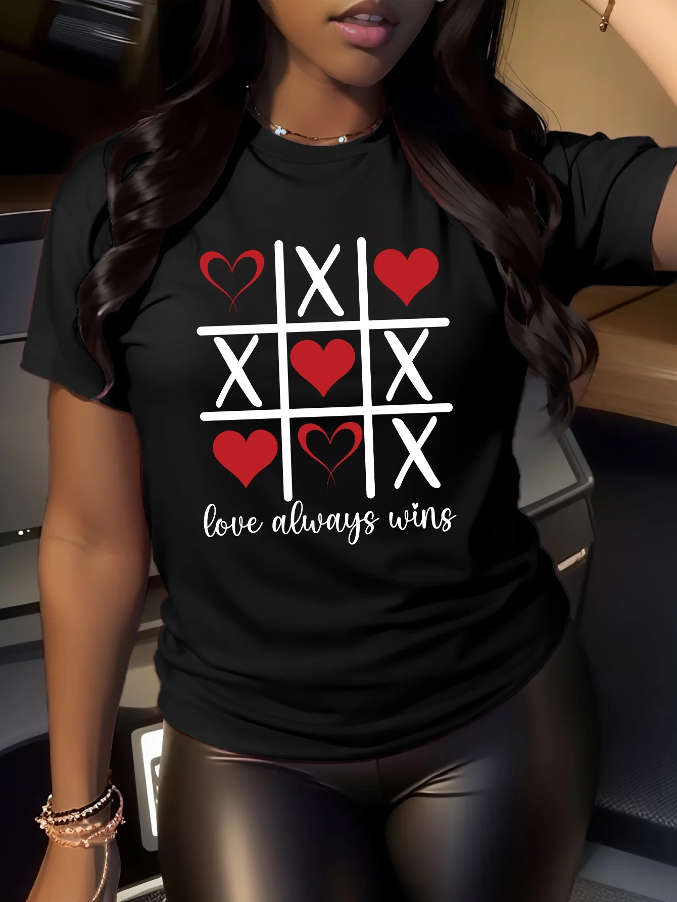 

Мужская и женская футболка большого размера с романтическим принтом ко Дню святого Валентина, с коротким рукавом, свободная, повседневная, мягкая, удобная, дышащая