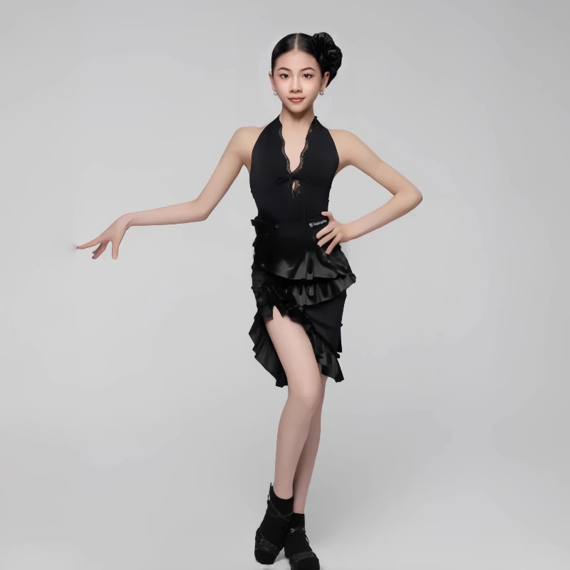 Sukienka do tańca latynoamerykańskiego dla dzieci, dziewczęca, profesjonalna, konkursowa, standardowa, do ćwiczeń, spódnica do tańca.