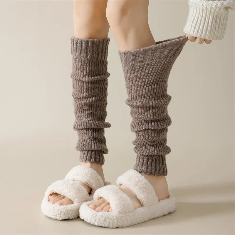 Autumn Winter Long Socks Women's Fashion Leg Warmers Knitted Knee Pad Korean Style High Tube Calf Socks Sweet Overknee Leggings