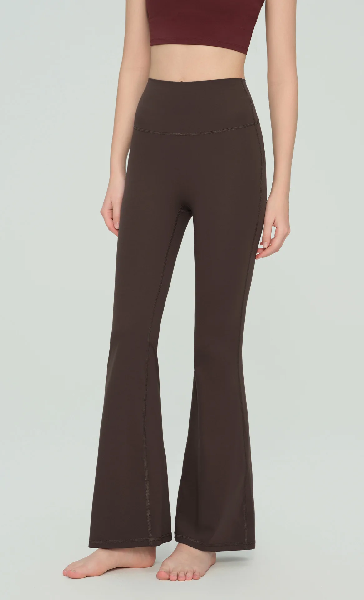 Damen High-Waist Eng Anliegende Hüftstraffende Schlanke Lange Yoga-Schlaghose Atmungsaktive Komfort-Fitness-Freizeit-Sport-Hose – Detail 14