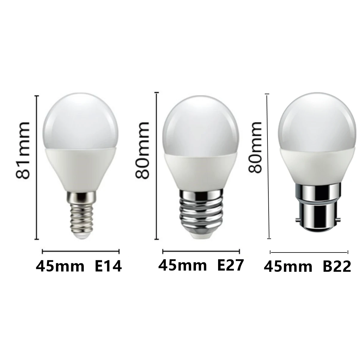 10 шт., лампочки для освещения G45 E27 E14 B22 AC120V AC220V