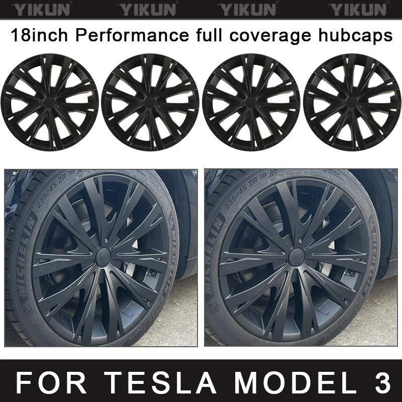 

4PCS HubCap for Tesla Model 3 18 Inch Performance Accessories Wheel Cover Hub Cap Full Rim Protector Cover 2018-2023 Wheel Cap