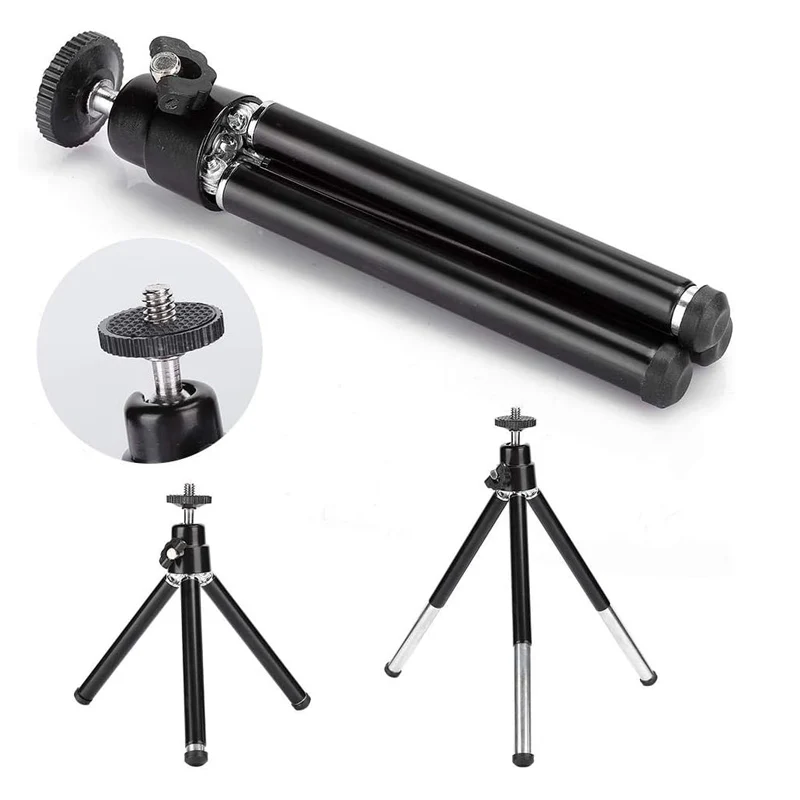 Mini Tripod for Webcam and Cell Phone , Metal Retractable Webcam Stand with Cell Phone Holder, Tripod for Webcam Black