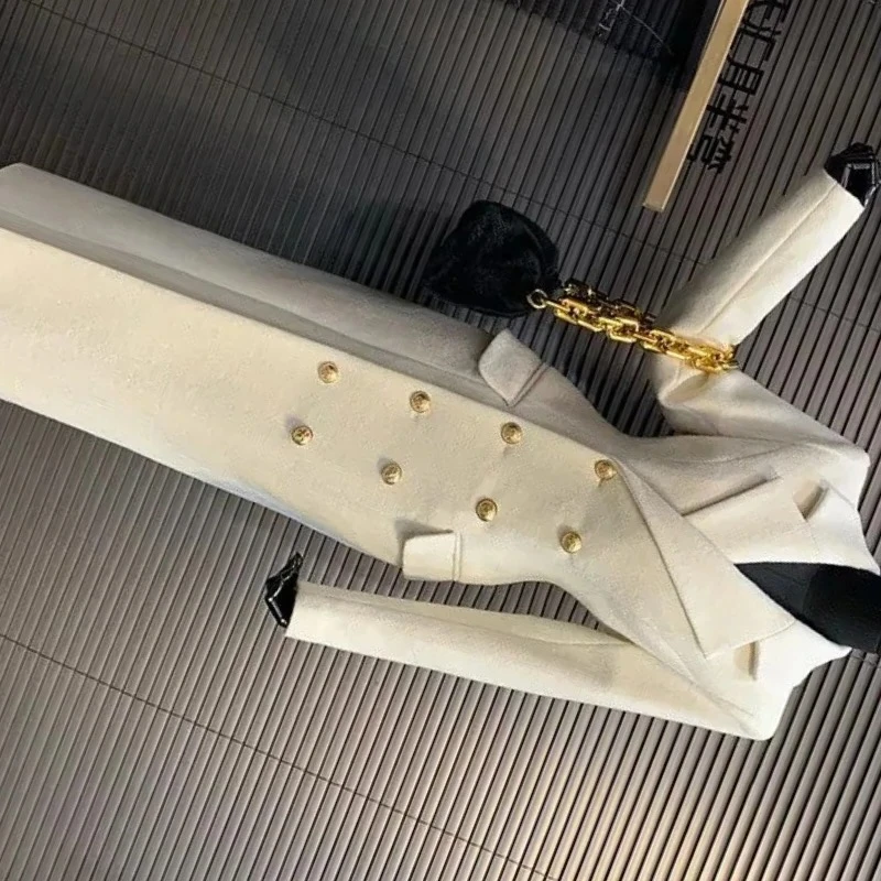 

Элегантное высококачественное тонкое шерстяное пальто-тренч женское, осенне-зимнее, длинное, ветрозащитное, двубортное, теплое, модная верхняя одежда, трендовые куртки