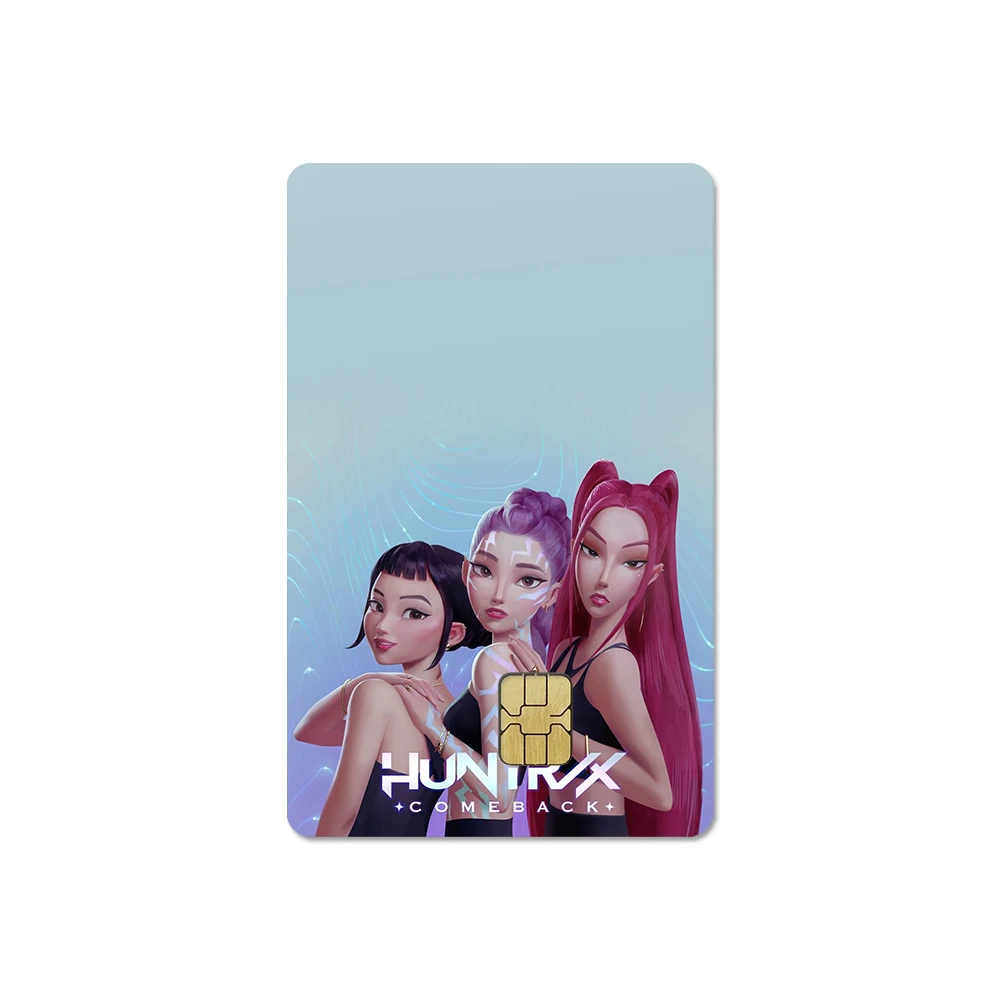 Kawaii k-pop demônio saja meninos cartão adesivos de pele para cartão de crédito bonito pvc banco ônibus visto capa de filme à prova dwaterproof água adesivo suave presente