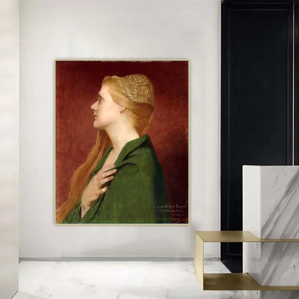 Jules Joseph Lefebvre 《Lady Godiva》لوحة زيتية قماشية ملصق جمالي صورة ديكور للتعليق على الحائط ديكور غرفة المعيشة المنزلي