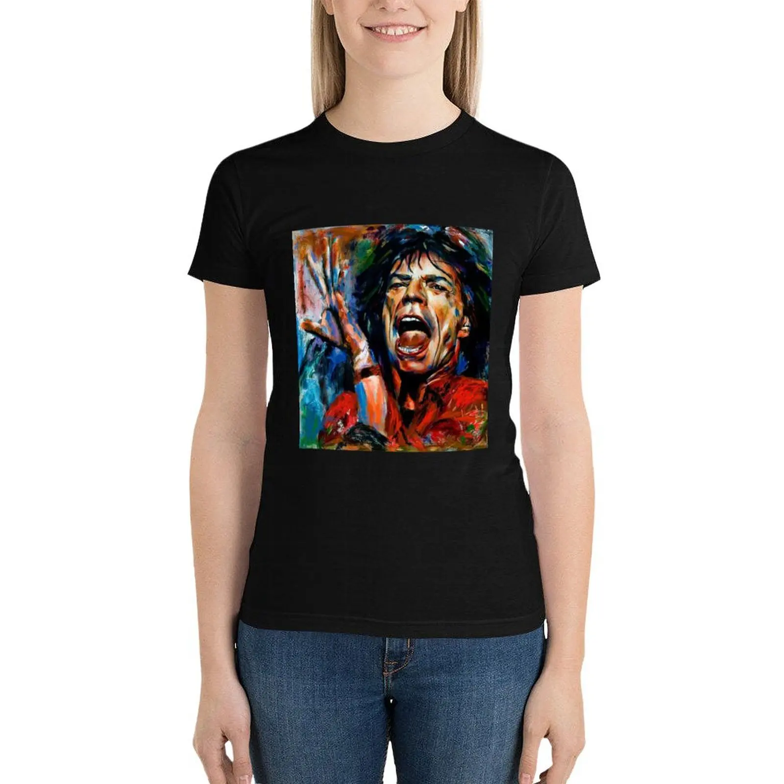 mick jagger T-Shirt Short sleeve tee Blouse oversized t-shirts for Women loose fit