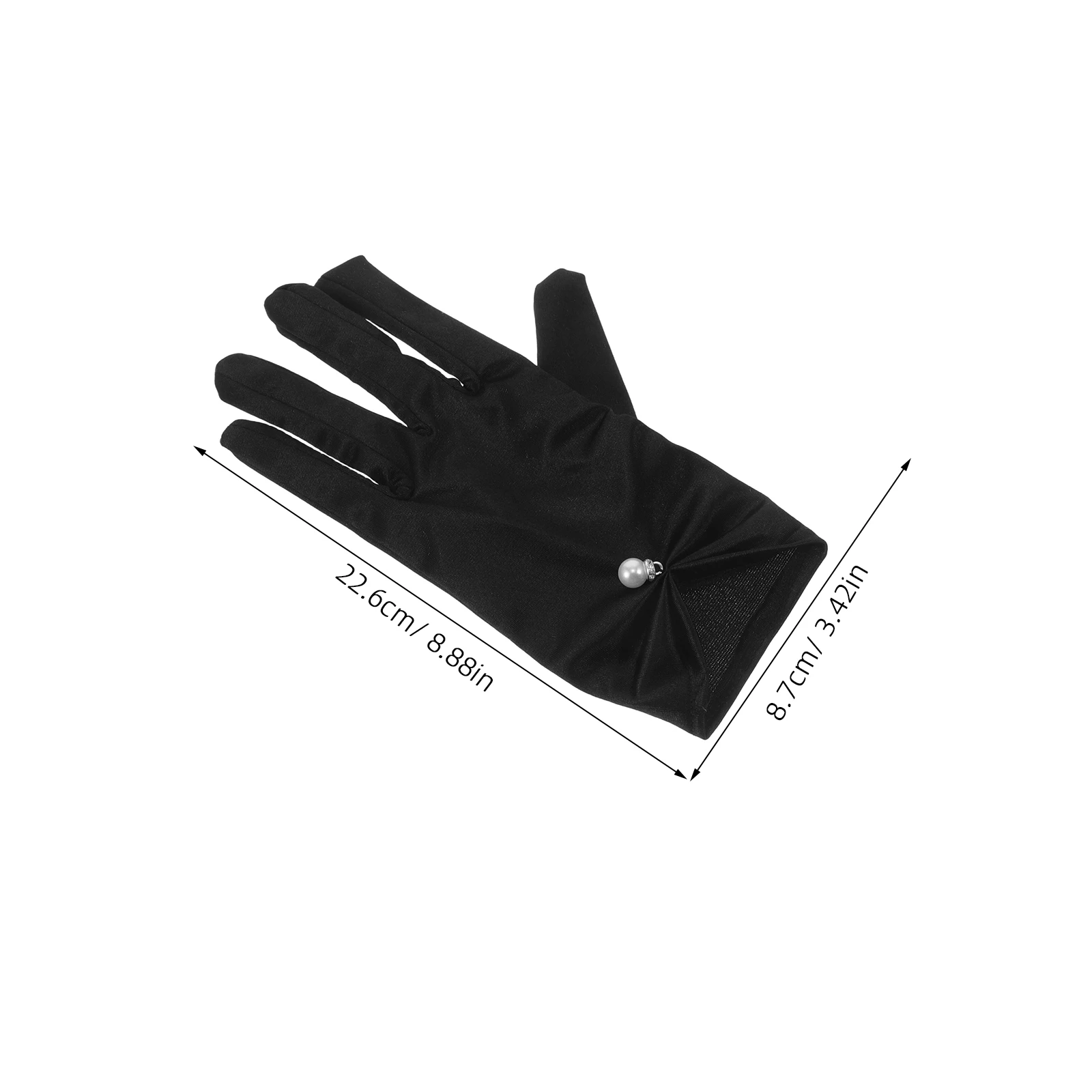 1 زوج قفازات الزفاف الساتان القصيرة للعروس أنيقة اللؤلؤ مزين طول المعصم ثوب مسائي رسمي اكسسوارات فستان أوبرا #3