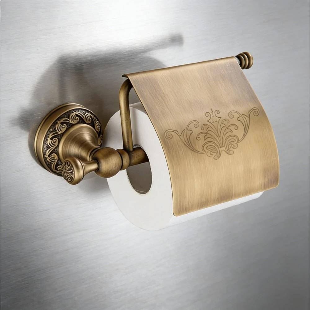

Tissue holder Vintage brass wall-mounted bathroom, household toilet paper roll storage box