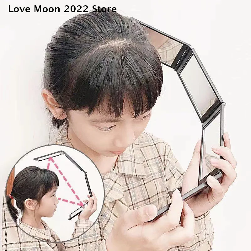 4 طريقة مرآة ثلاثية الطي 360 درجة يده سطح المكتب المحمولة مرآة ماكياج قابلة للطي لقطع الشعر الذاتي مرآة لوضع مساحيق التجميل أداة الجمال