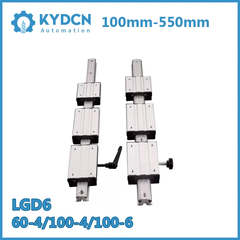 LGD6 External Dual-axis Linear Guide Rail and Linear Guide Block 100-550mm Double Axis Outer Roller Bearing Guide and Block Set