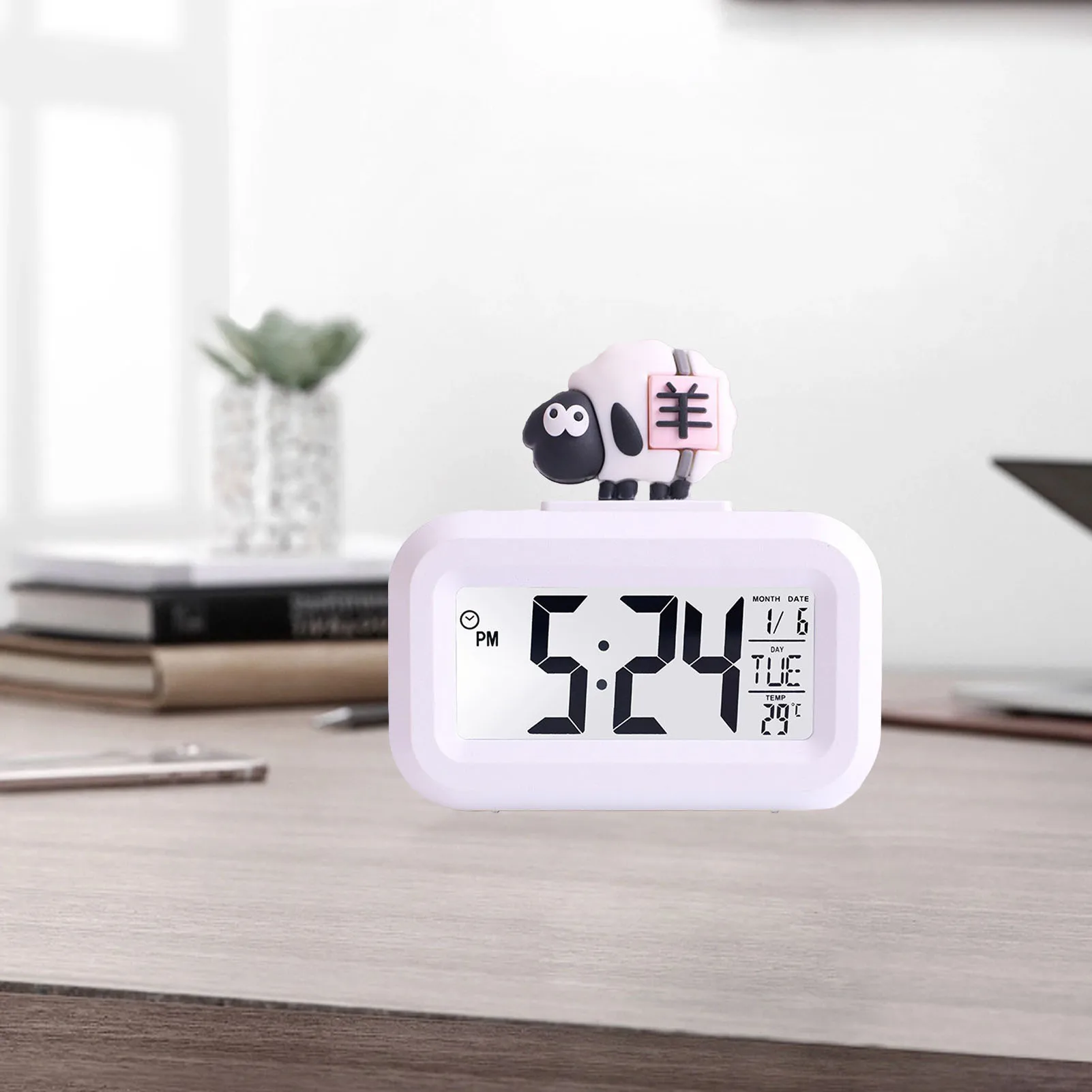 Cute Led Screen Clock Electronic Clock Cute Cartoon LED Screen Desktop Electronic Alarm Data Time Calendar Temperature Clock