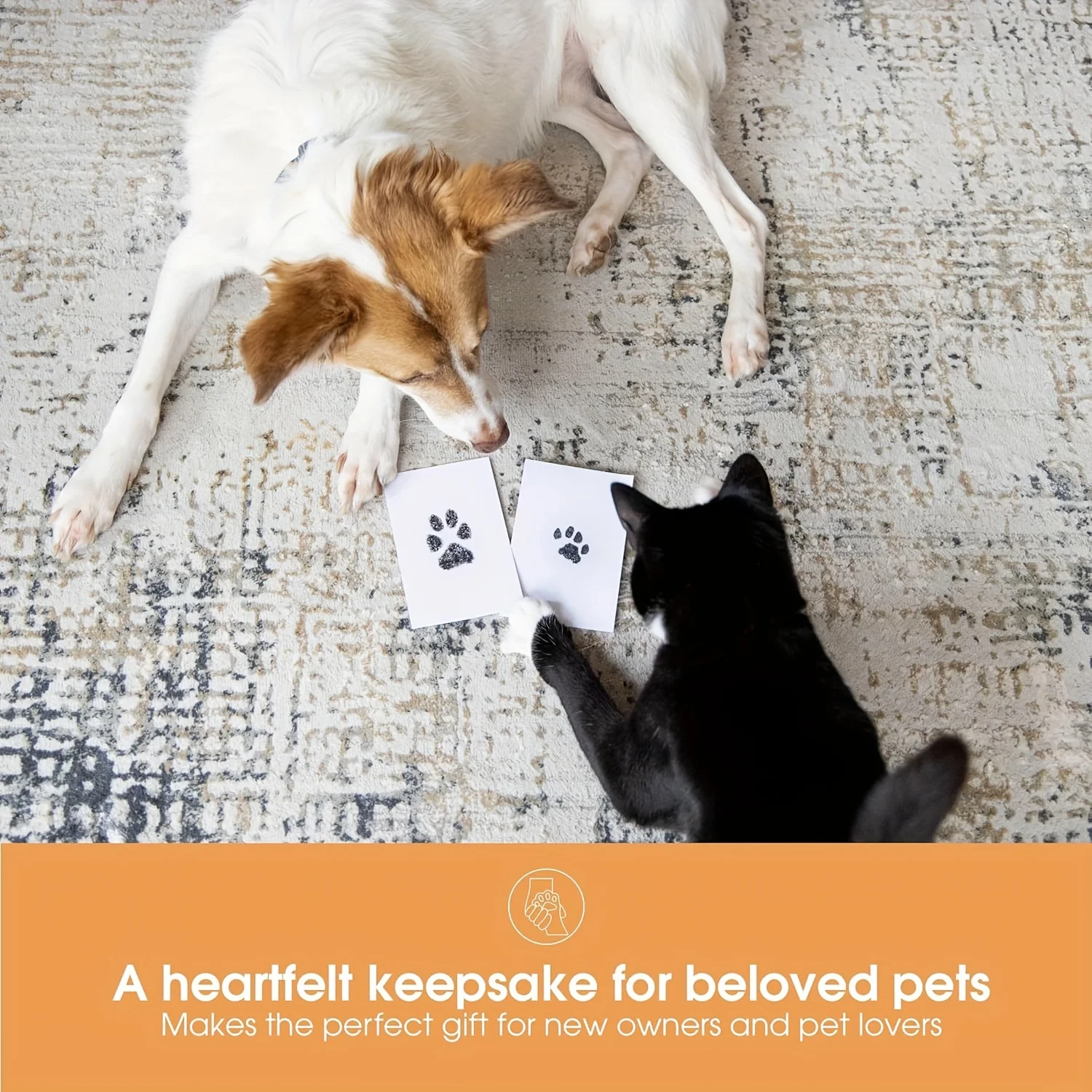 12 件套 Pet Paw Print Impression Kit with Photo Frames, Paw Print Kit, Mess-Free Paw Print Stamp Pad for Dogs & Cats - Image 2