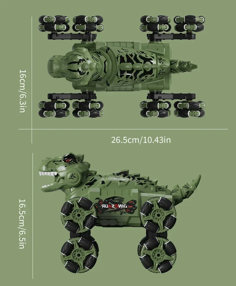 ثمانية عجلات ديناصور حيلة مركبة رذاذ الذراع سوينغ تشوه RC مركبة الأطفال T-Rex أربع عجلات تسلق على الطرق الوعرة