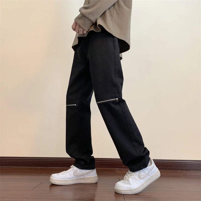 

2023 New Men's Stretch Vintage Jeans Fashion Casual Denim Pants Male Korean Loose Wide Leg Trousers Streetwear New Jeans D123