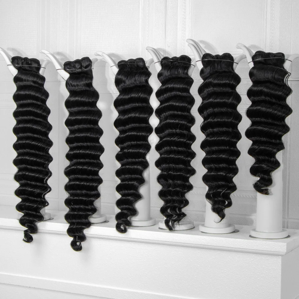

16A Human Hair Bundles Premium Unprocessed Brazilian Deep Wave Extensions For DIY Wrap Around Ponytail Virgin Human Hair Weft