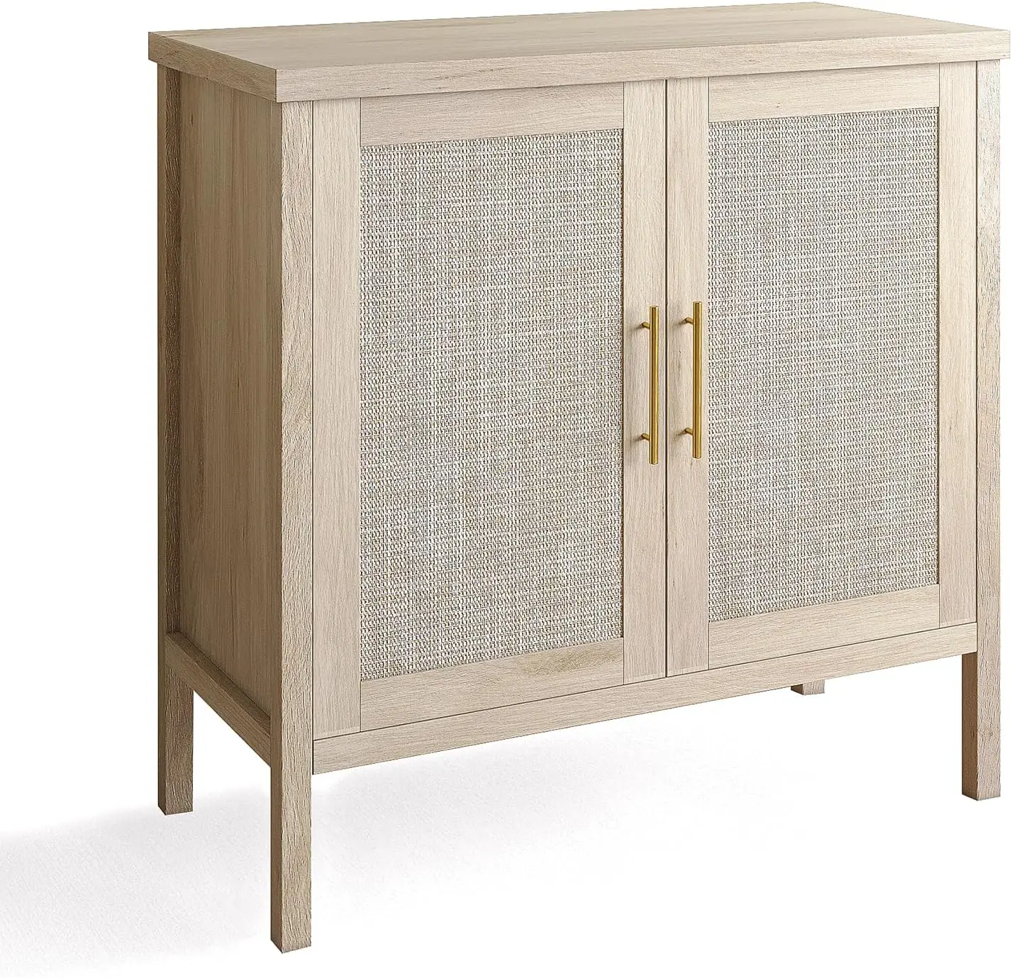 Rattan Storage Cabinet, Buffet Cabinet Sideboard with Rattan Decorated Doors, Cupboard for Hallway, Entry, Living Room, 31.5