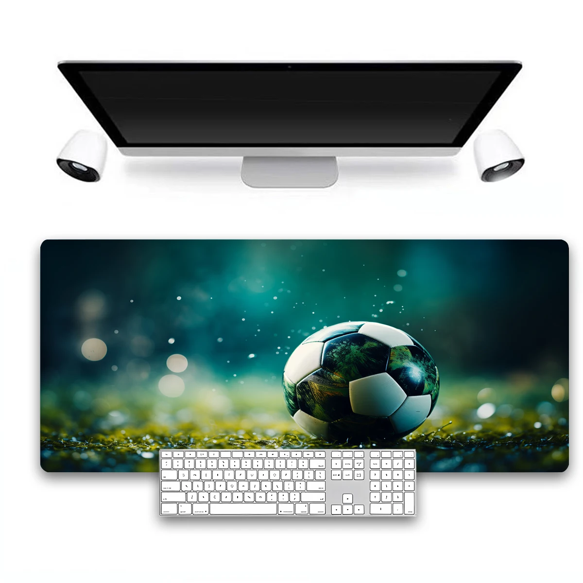 

Soccer Mouse Pad Large Desk Mat Non-Slip Rubber Base Gaming Mouse Pad,Long Game Computer Keyboard Pad with Stitched Edges Home