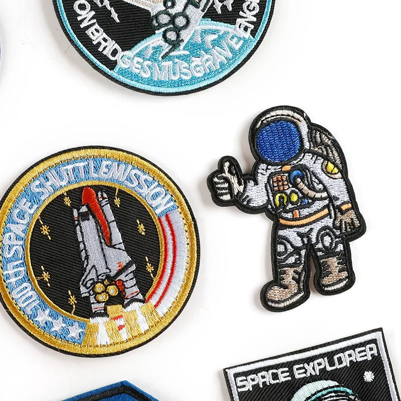 Patches Iron On For Clothes Space Flight Badges Jacket Mochila Parches Boys Kids Coser Naszywki Embroidered Sewing Diy Fabric