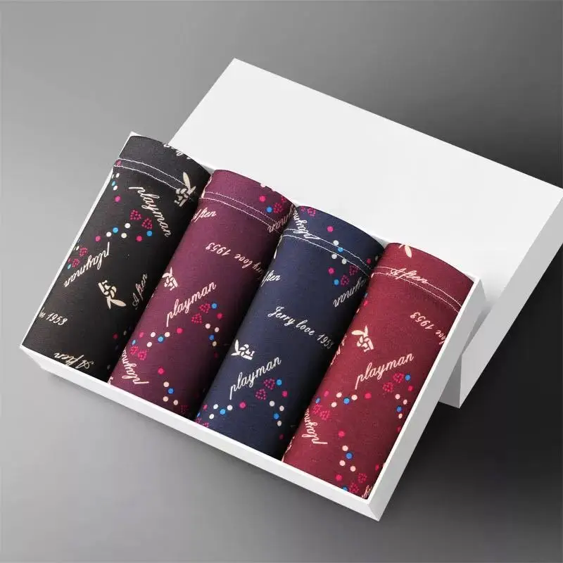 4PCS/Lot Men's Milk Silk Underwear - Trendy Bunny Print - Comfortable, Breathable, Soft - High-Quality Men's Underwear - Multipl image 5