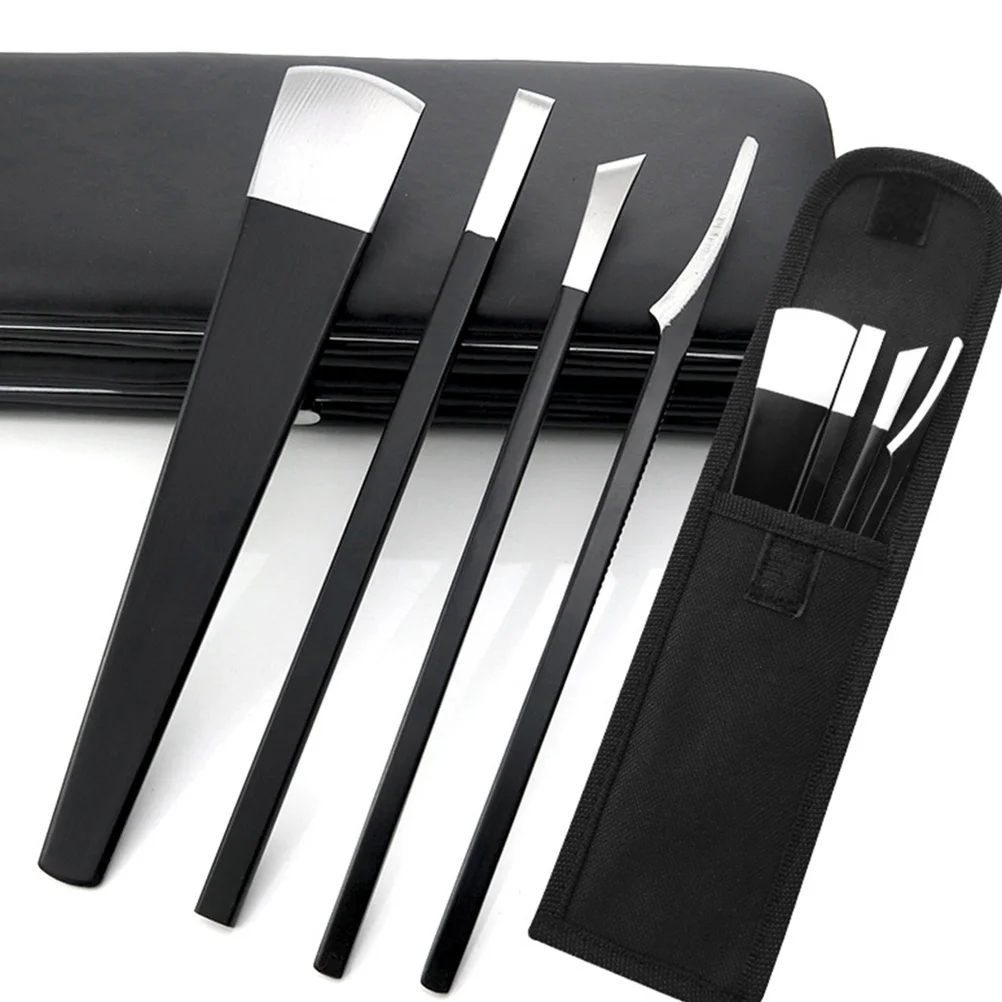 4 قطعة مجموعة تشذيب الأظافر باديكير قادين أظافر القدم القراص الملفات العناية بالقدم طقم هدايا دائم حقيبة التخزين العملية #4