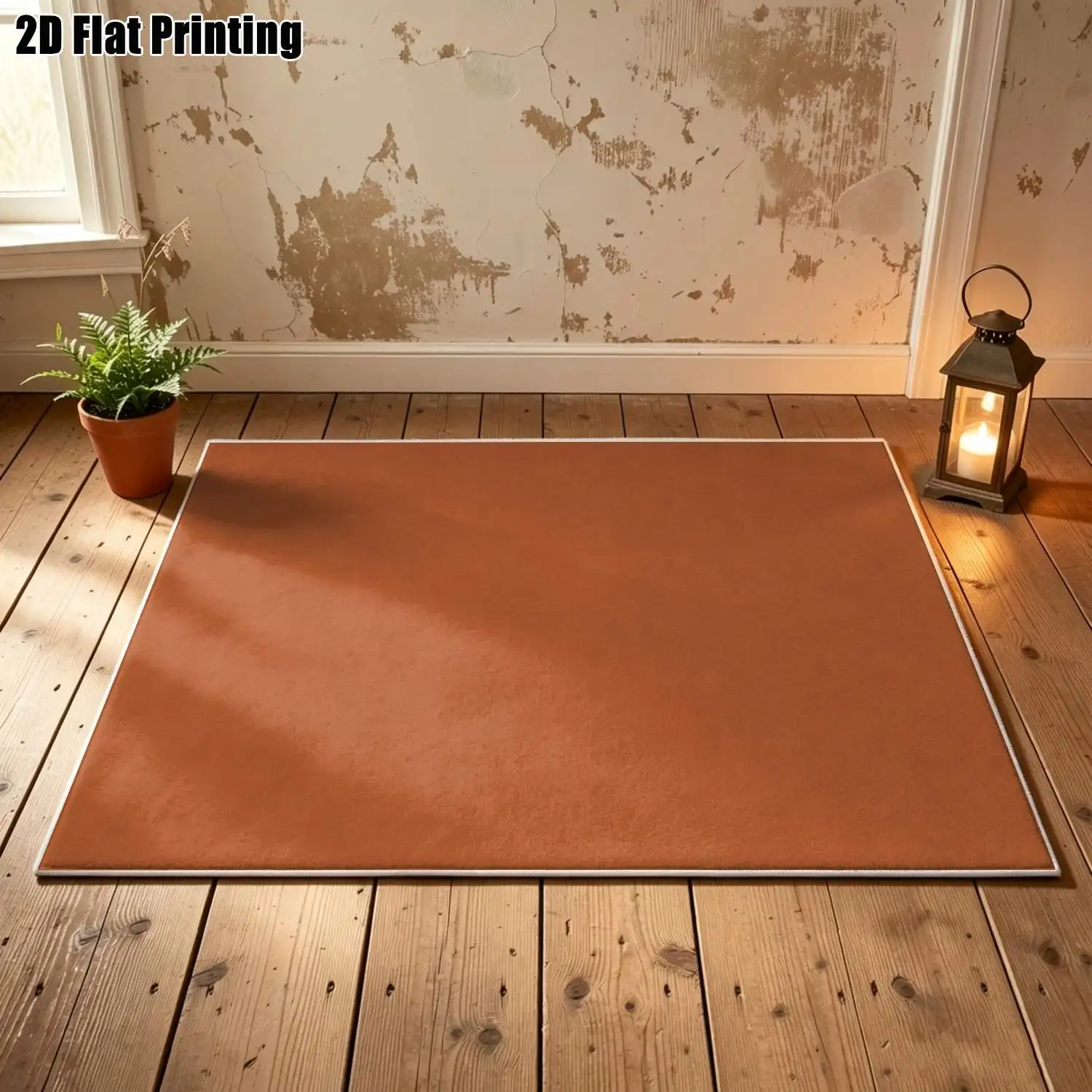 1Pc 2D Printed Carpet: Orange Solid Pattern, Modern Minimalist/Nordic/Instagram/European Style, Home Decor Floor Mat, Multi-Size, Machine Washable, Suitable for Entrance, Dining, Foyer, Bedroom, Living Room