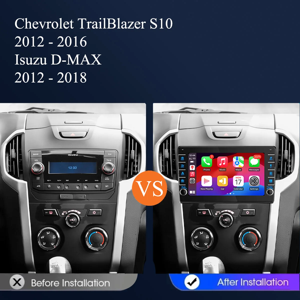 Radio Multimedia para Auto con Reproductor de DVD para Chevrolet TrailBlazer Colorado S10 Isuzu D-Max 2012 2013 2014 2015 2016 Auto GPS Navi Estéreo