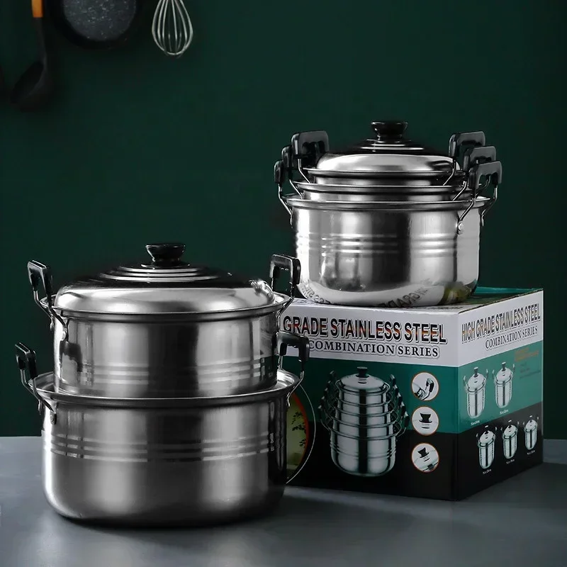 Five-piece set Stockpot Non-Stick Induction Cookware Stainless Steel Pots Anti-magnetic Cooking Multi-purpose Pots