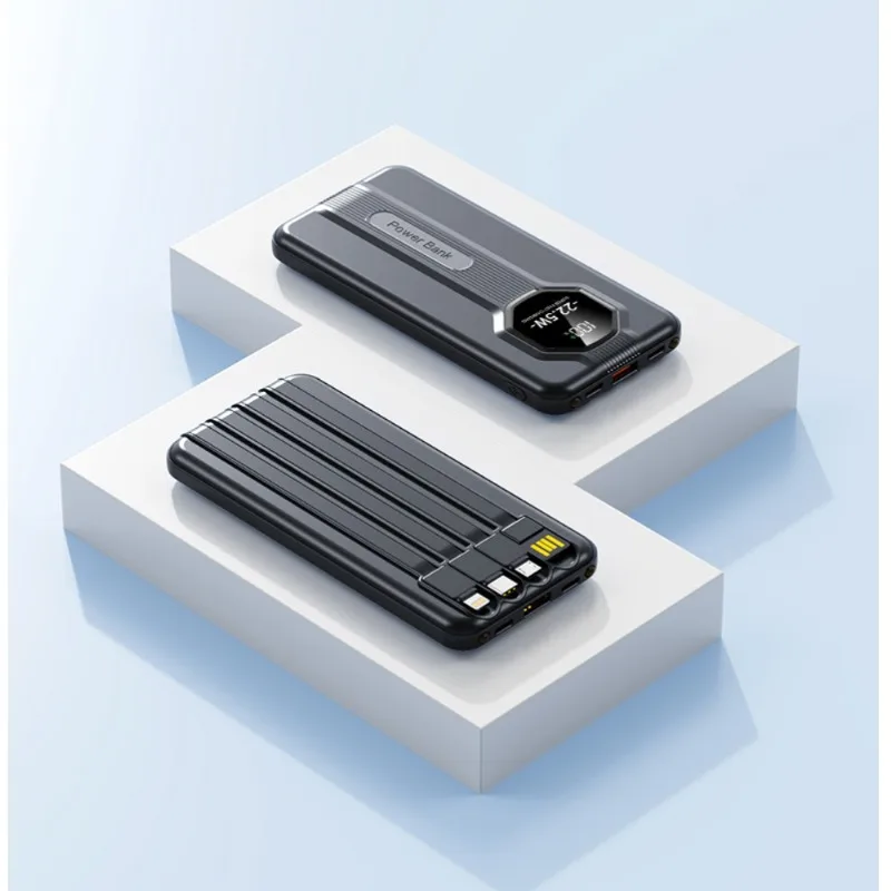 New 20000mAh Super Fast Charging Power Bank with Built-in Cable 22.5W Large Capacity Mobile Power Supply