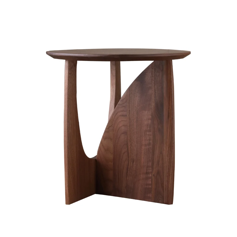 

‌Scandinavian Round End Table Solid Wood Sofa Side Tables Compact Living Room Coffee Tables Small Spaces Apartment Accent Table