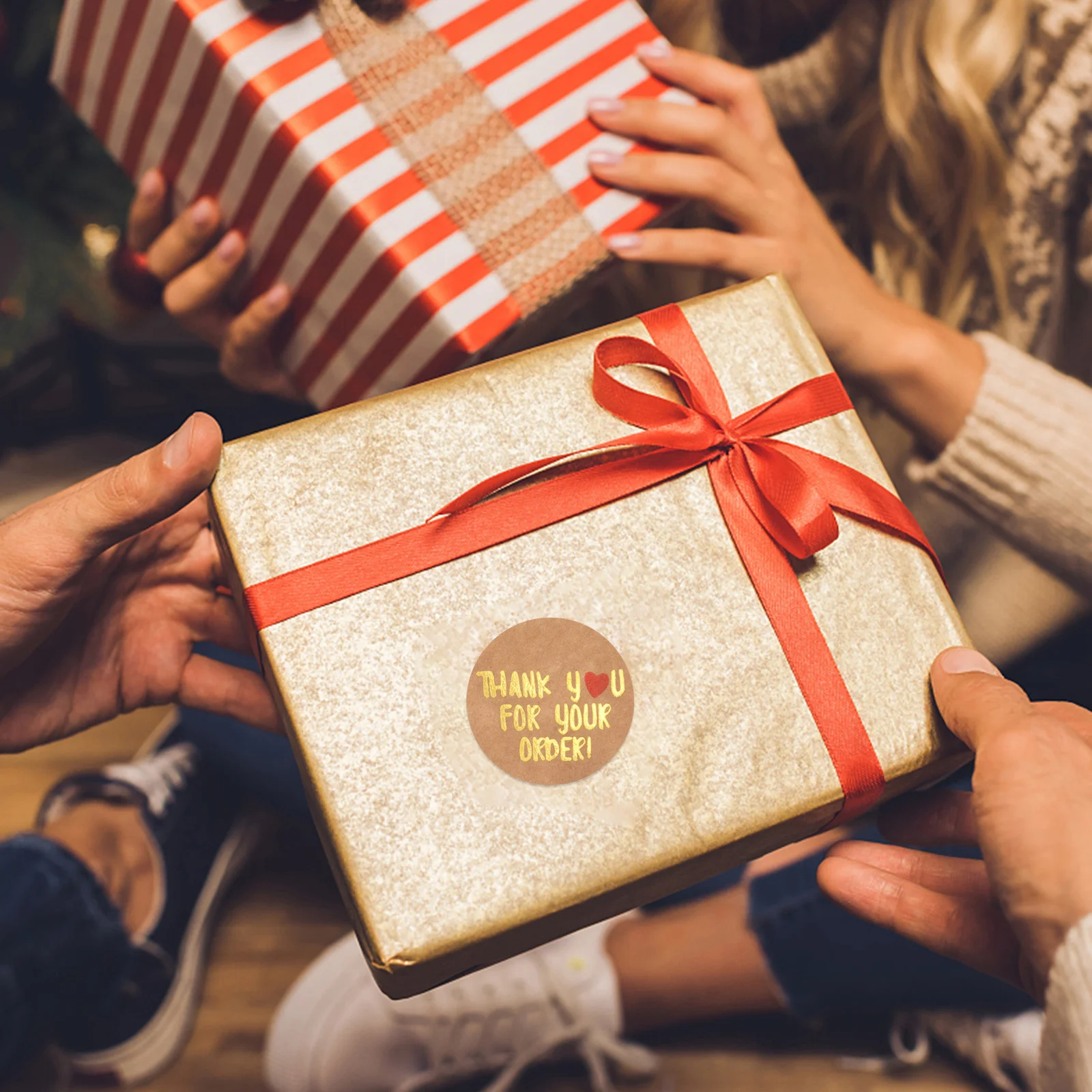 

2 Rolls Thank You Stickers Festival Paper Wrapping Tag Label Unique Environmentally Friendly