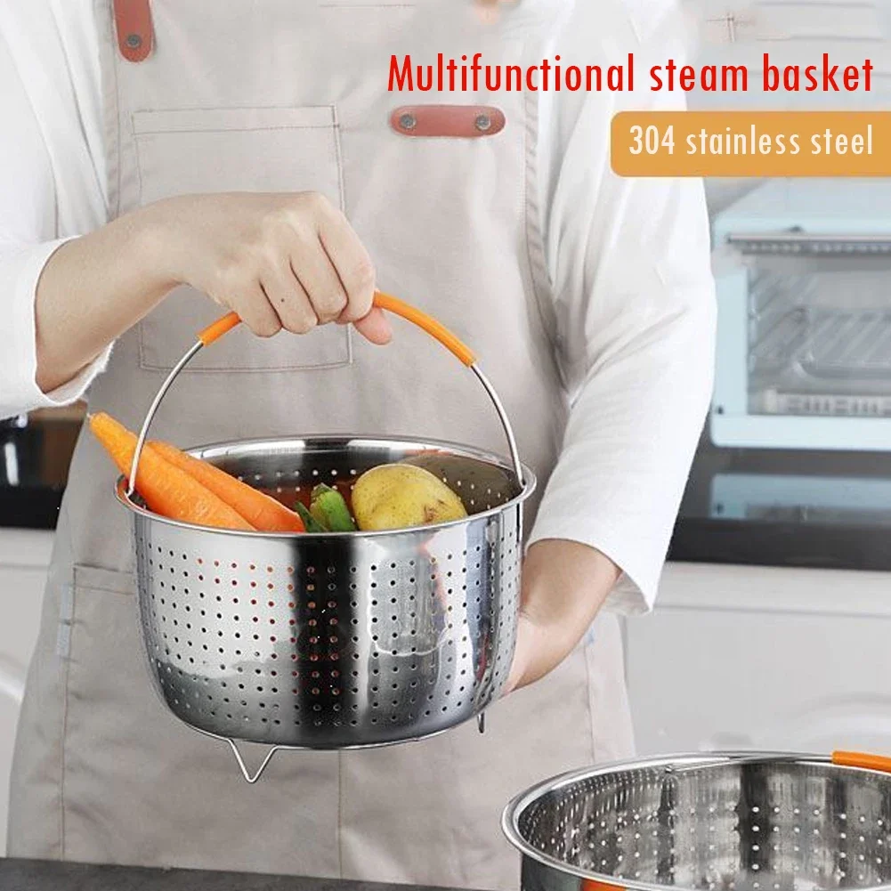 Stainless Steel Kitchen Steam Basket Pressure Cooker Anti-scald Steamer Multi-Function Fruit Cleaning Basket Cookeo Accessories