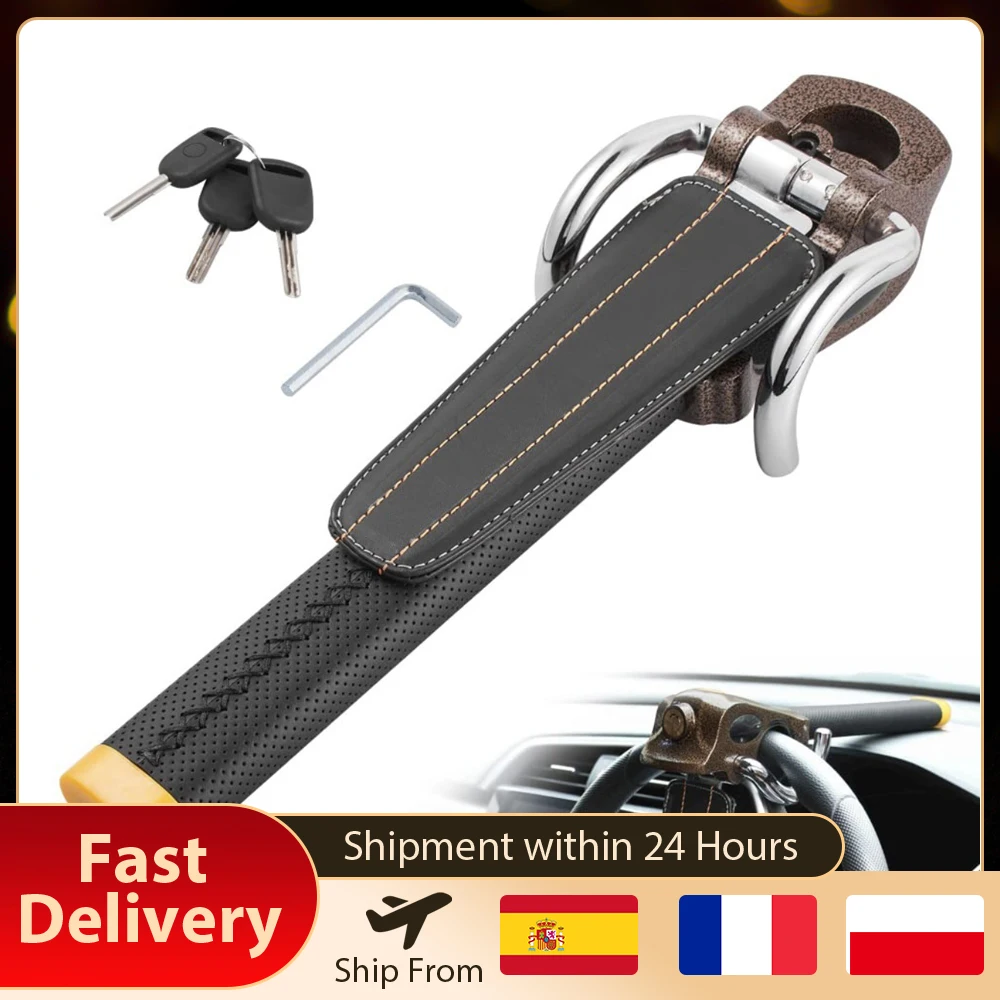 Antivol universel pour volant de voiture, alarme de sécurité antivol pour voiture, verrou de sécurité en alliage d'aluminium, outil de sécurité anti-T-Locks, verrou de véhicule à trois directions, brise-vitre d'urgence