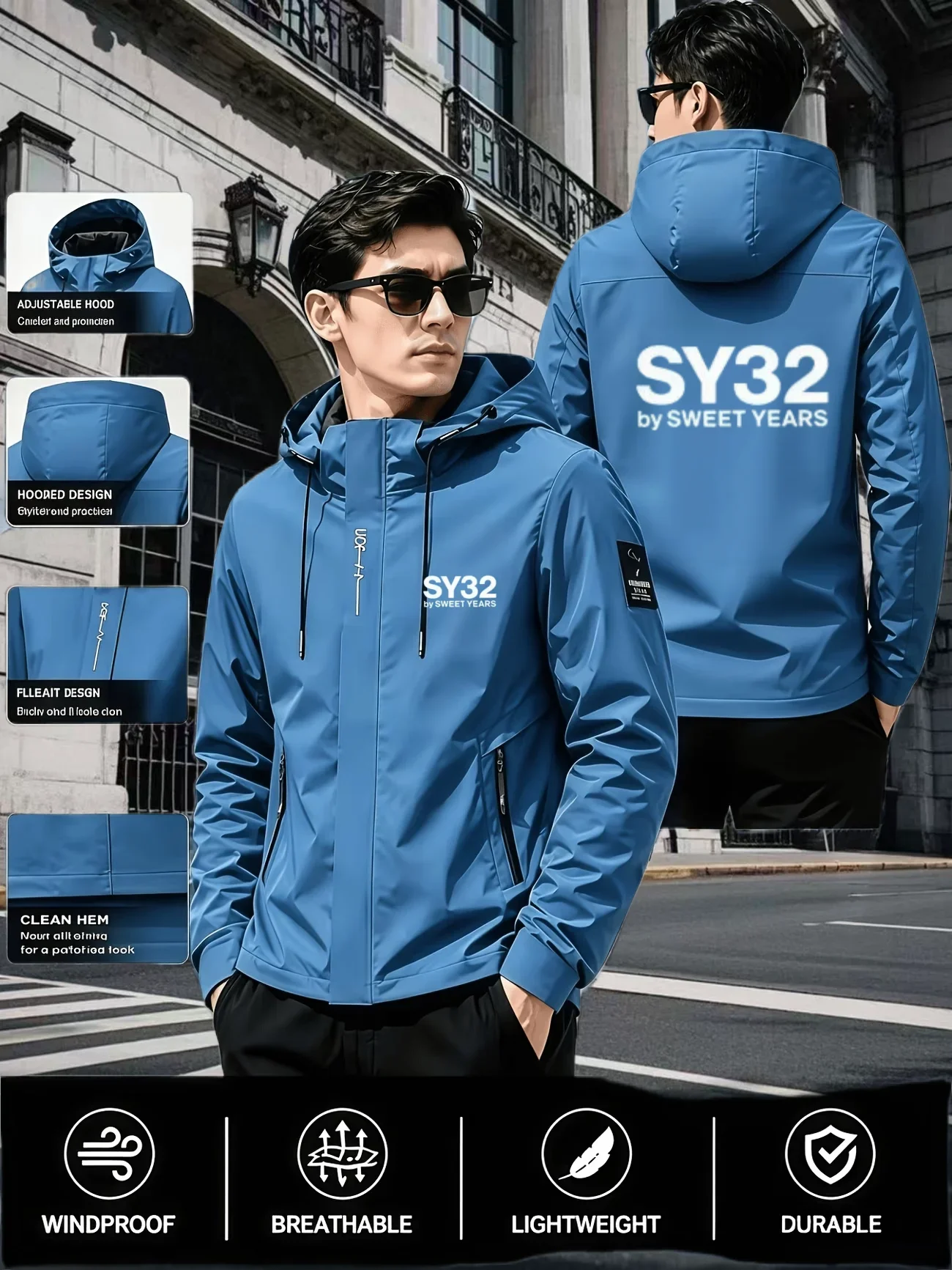 Light Luxury Mens Fashion Brand Outdoor Training Windproof Hooded High ...