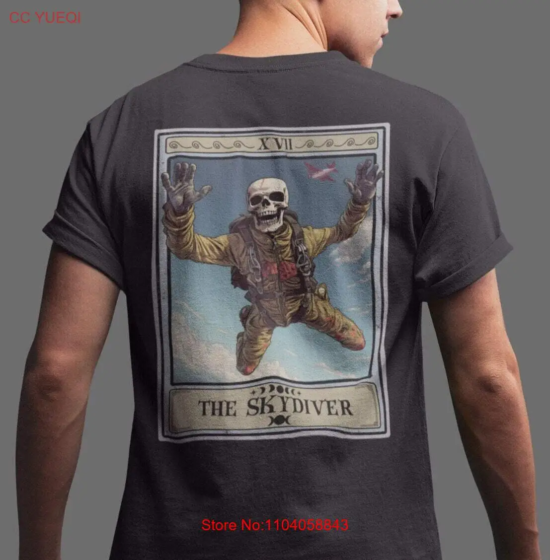 The Skydiver Tarot Card Shirt, BACK PRINT Skydiving