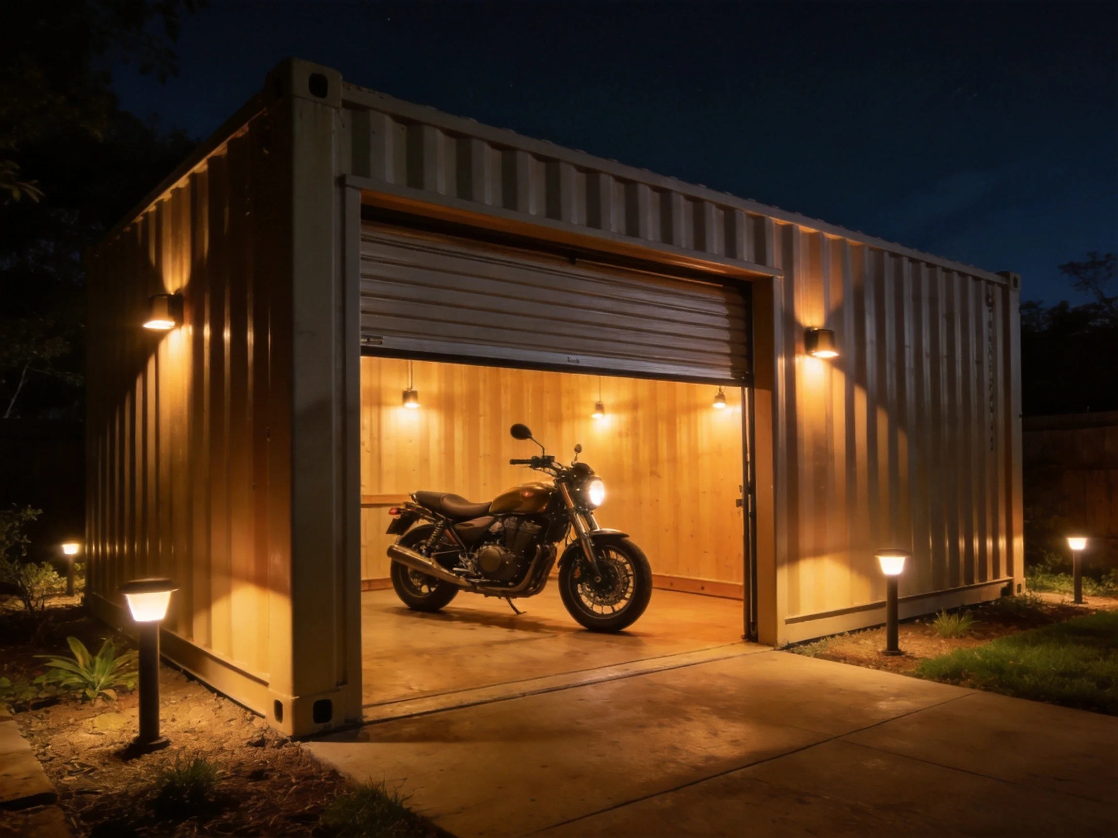 Weatherproof Prefab Container Garage Unit, Sound Insulated Metal Car Storage House With Complete Pre-installed Electrical System
