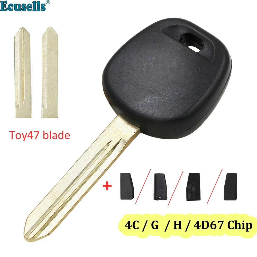 Guscio chiave vuoto di accensione transponder per TOYOTA Corolla Camry 4Runner HiAce Highlander RAV4 con chip 4C/4D67/G/H Uncut TOY47