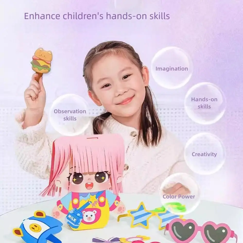 Cartoon fai da te acconciatura gioco adesivi multicolore impilabile e incollare adesivo per parrucchiere 3D rilievo carta