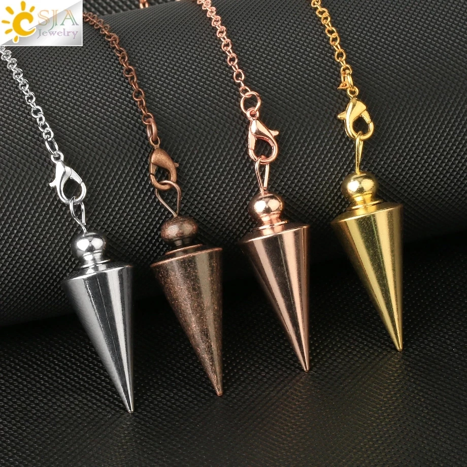 CSJA Esotericism Pendulum for Radiesthesia Divination Metal Pendulums Stand Shuttle Spiritual Dowsing Rod Pendulos Pendule G336