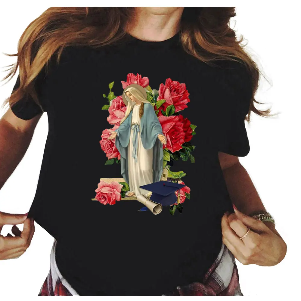 

Aesthetic Mary Guadalupe Tshirt Women Printing Harajuku Vintage T Shirt Harajuku Graphic Tops Summer T-shirts Female Clothes