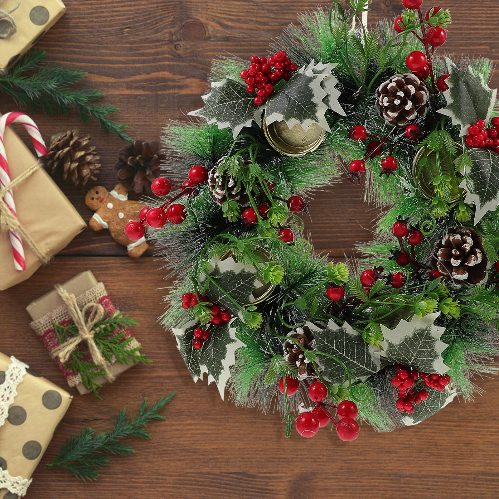 

Christmas Decorations Candlestick Garland Table Centerpieces for Party Event Realistic Wreath