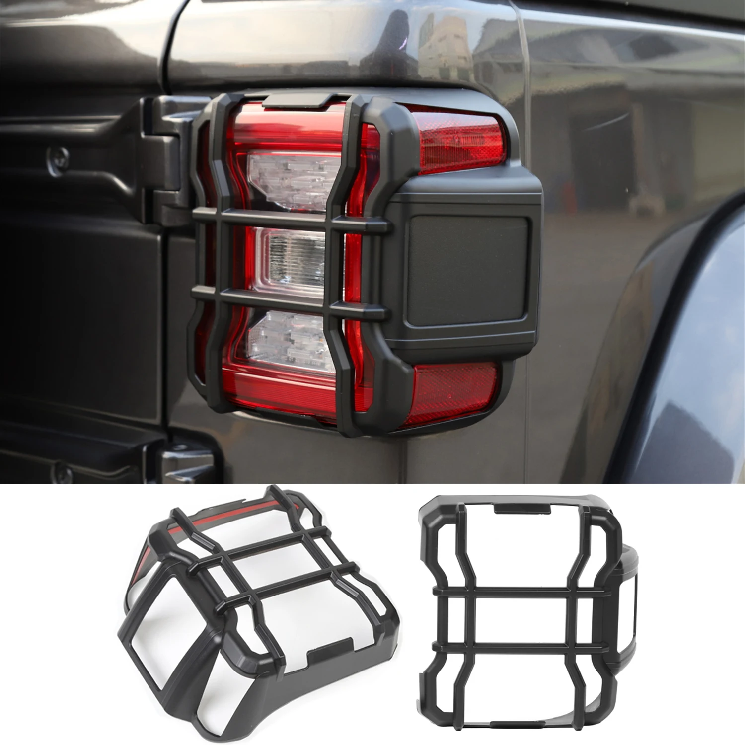 

Tail Light Guards For Jeep Wrangler JL 2018-2023 Rear LED Taillights Covers Protector Trim ABS Black Exterior Accessories