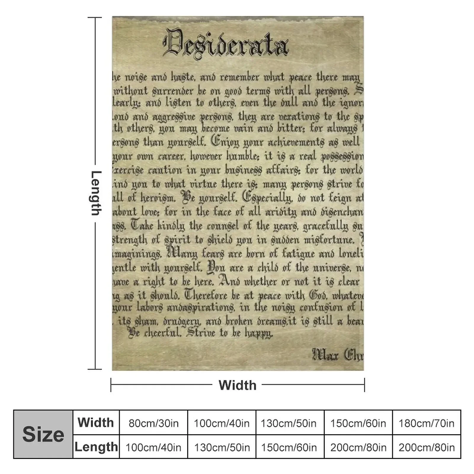 Vintage Desiderata Throw Blanket Thins Soft Beds Blankets