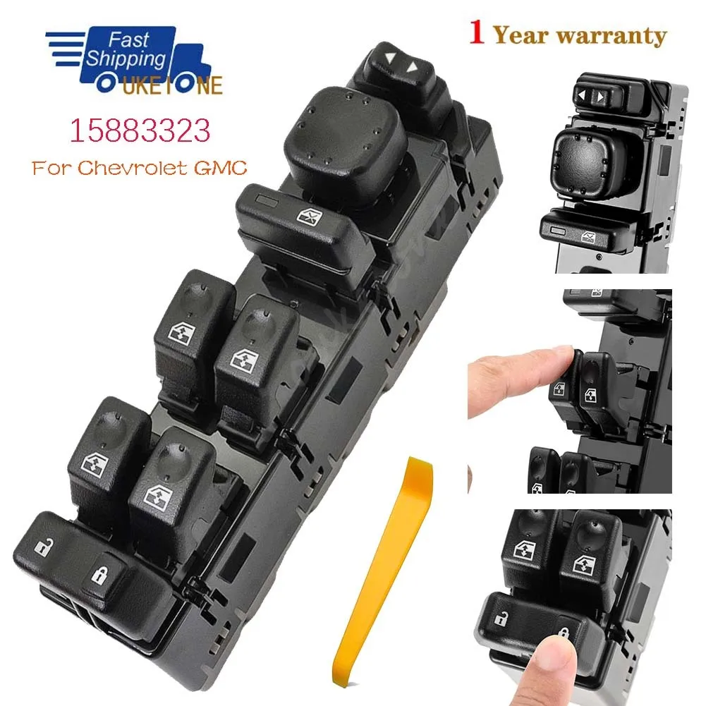 

15883323 For Chevrolet Avalanche Silverado Suburban Tahoe GMC Sierra Yukon Cadillac Escalade Power Window Door Master Switch