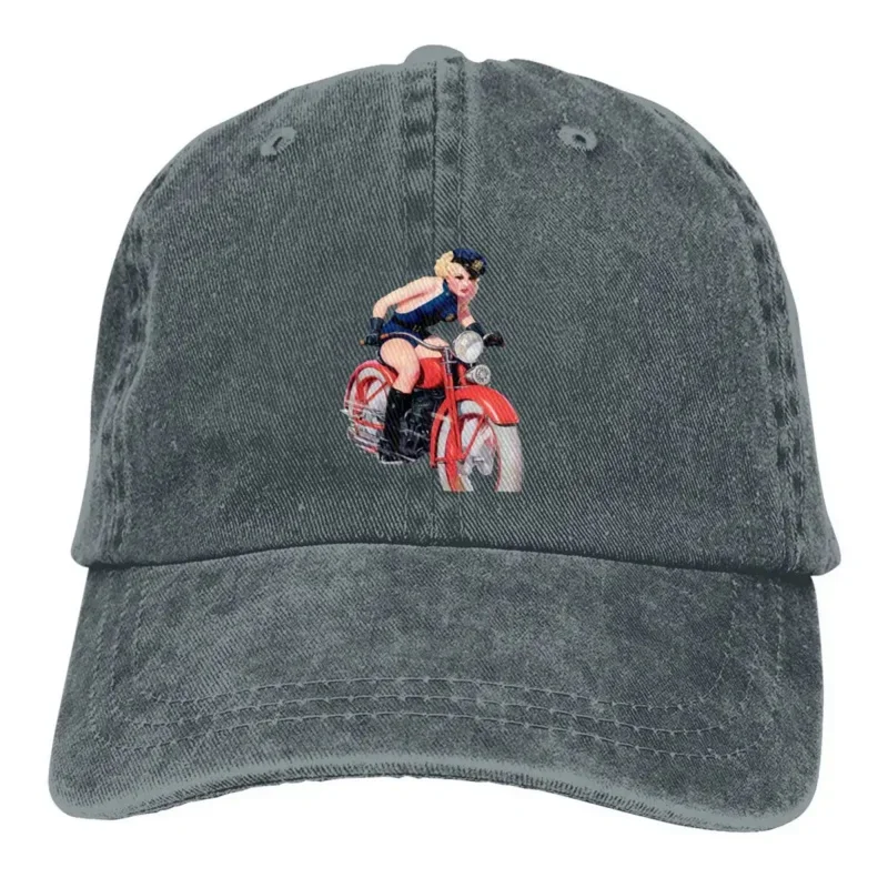 Washed Men's Baseball Cap Vintage Police Trucker Snapback Caps Dad Hat Pin Up Girl Golf Hats