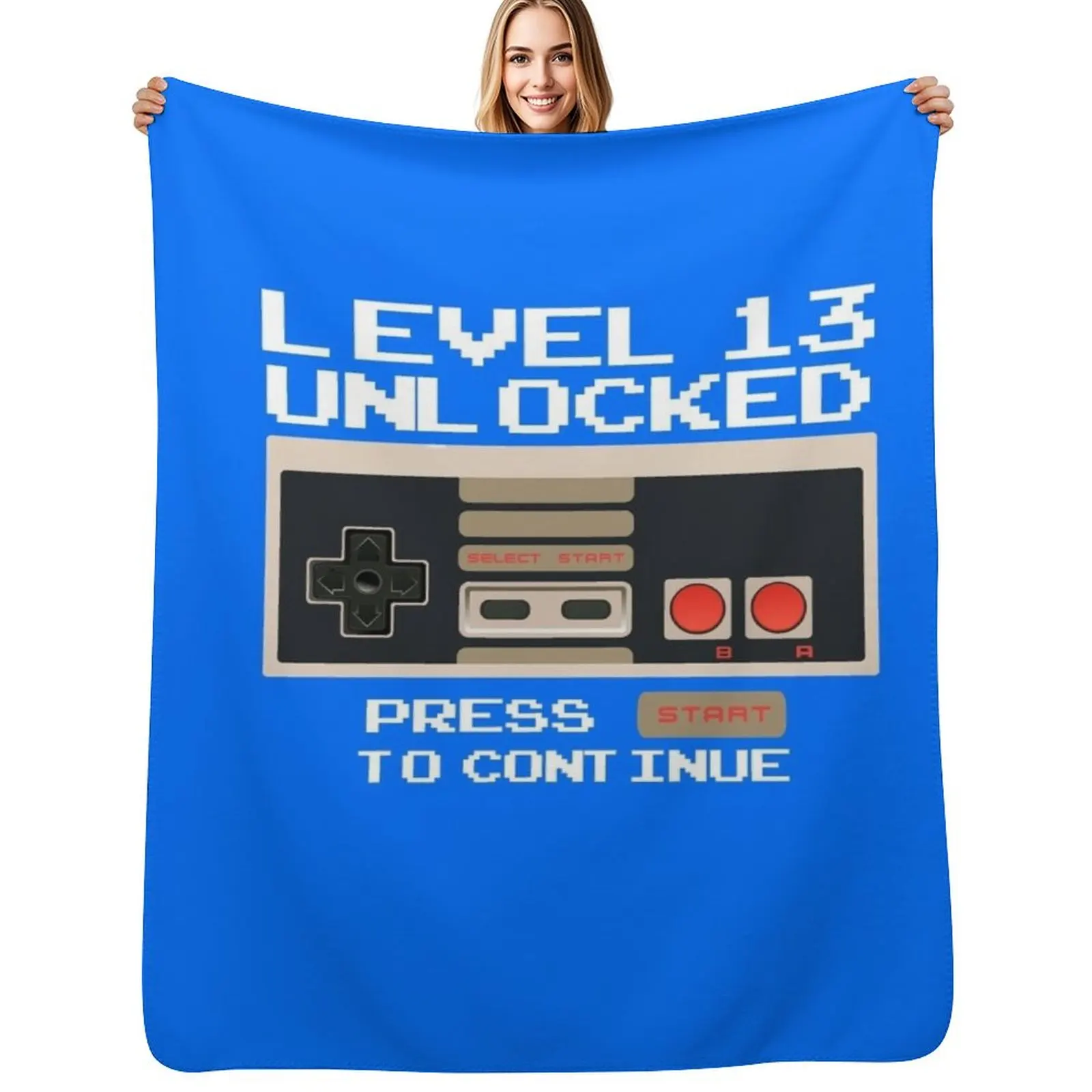 Level 13 Unlocked Funny 13th Birthday Gift for Video Gamers Throw Blanket Hairys Large decorative Single Soft Beds Blankets