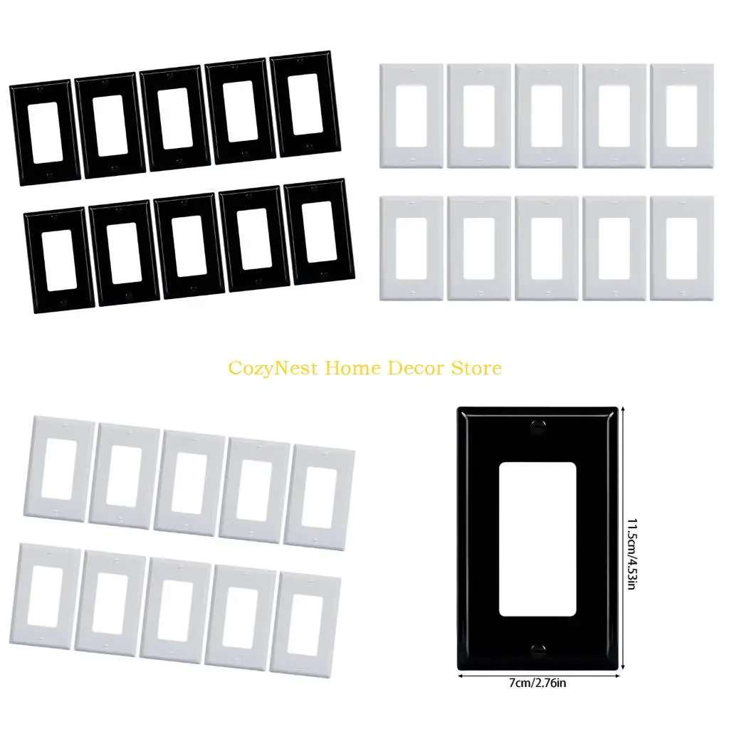 92MF Wall Plate Replacement Cover Single Gang Decorator Cover Plastic 10 Pack for Property Maintenance and Trim Repair