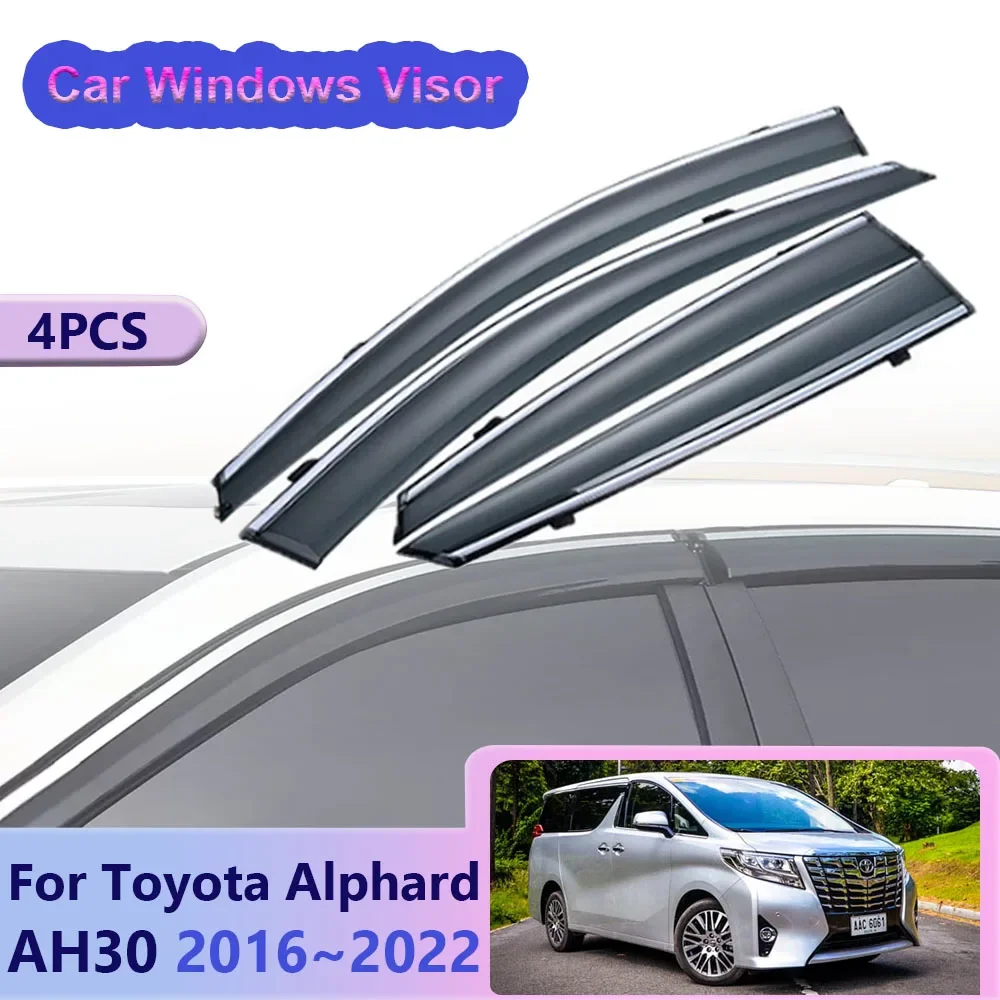 For Toyota Alphard Vellfire AH30 2016~2022 Car Window Visor Sun Rain Guard Deflector Awnings Shelter Vent Smoke Cover Accessorie