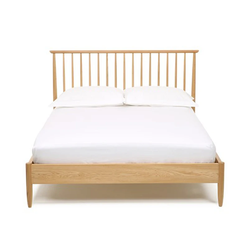 

Nordic minimalist solid wood bed North American black walnut white wax wood main bed